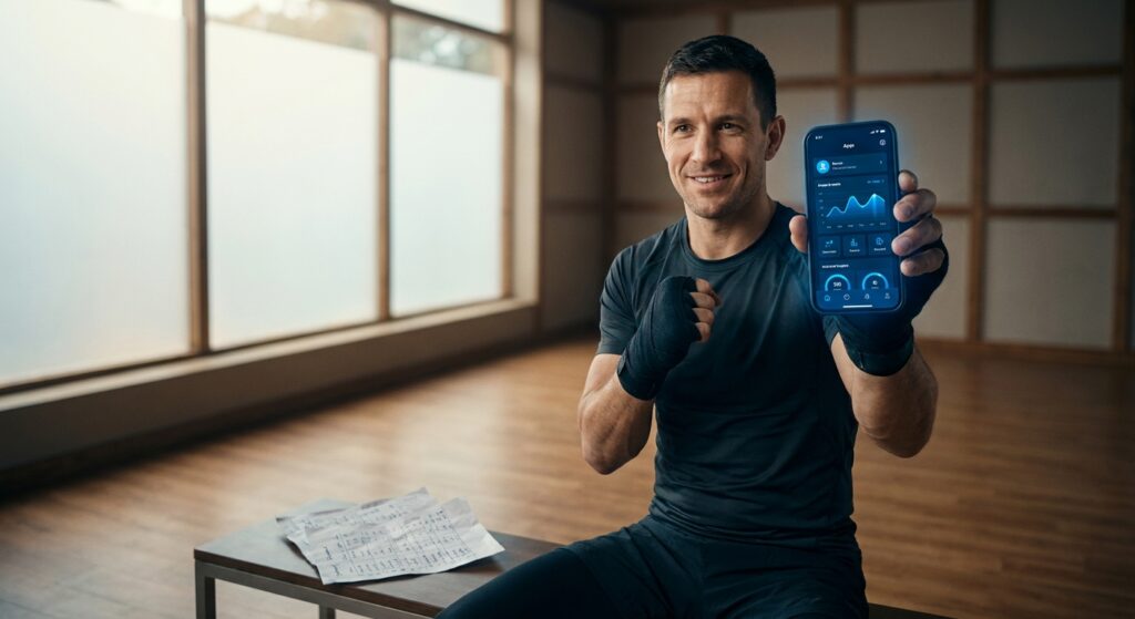 App para Personal Trainer: Por que seu treino de Muay Thai merece mais que planilha